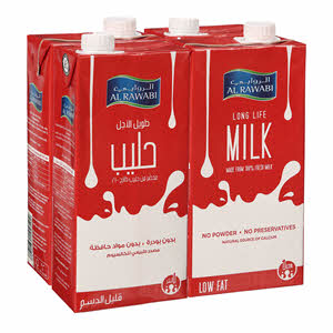 Al Rawabi Long Life Milk Low Fat 4 x 1 L