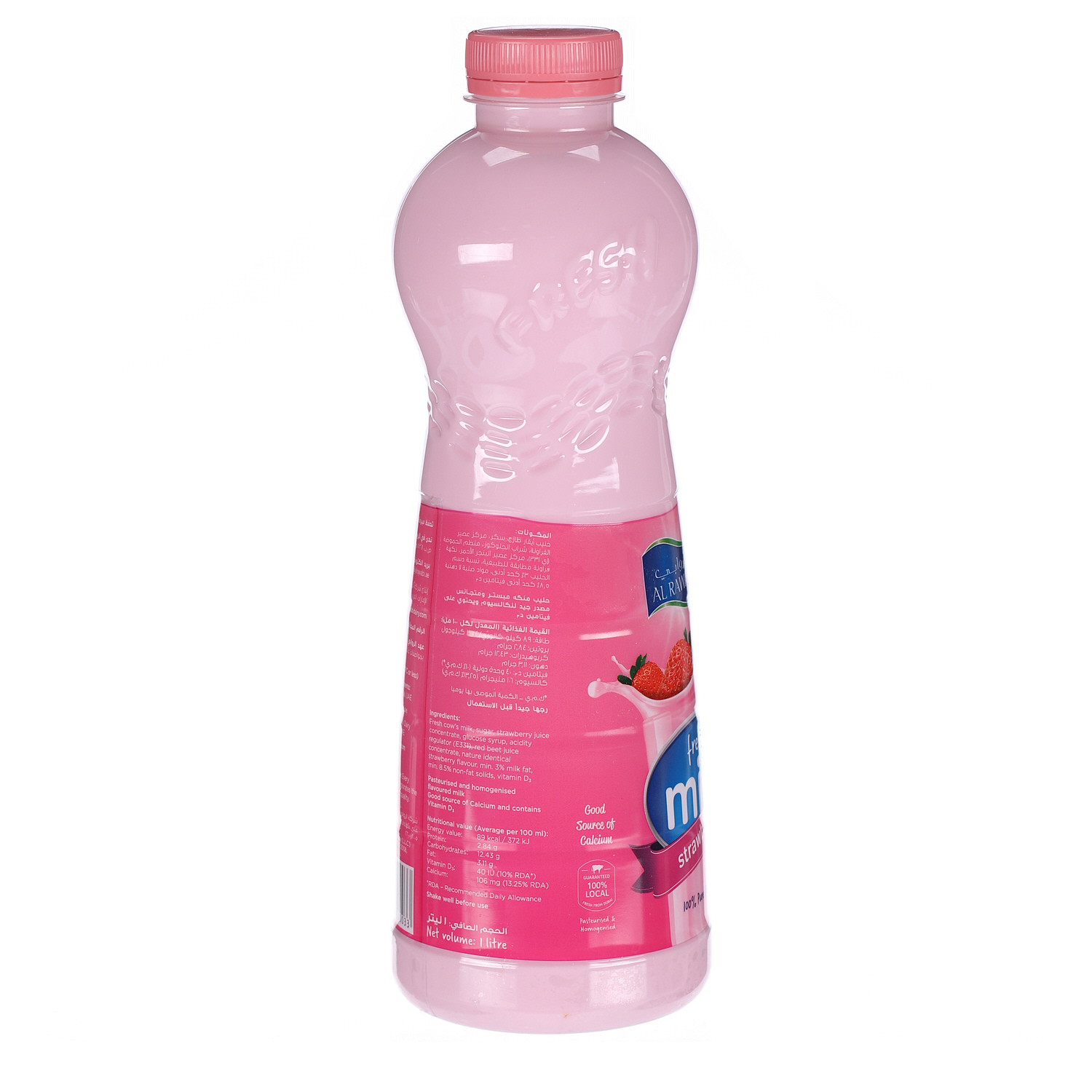 Al Rawabi Fresh Milk Flavoured Strawberry 1Ltr