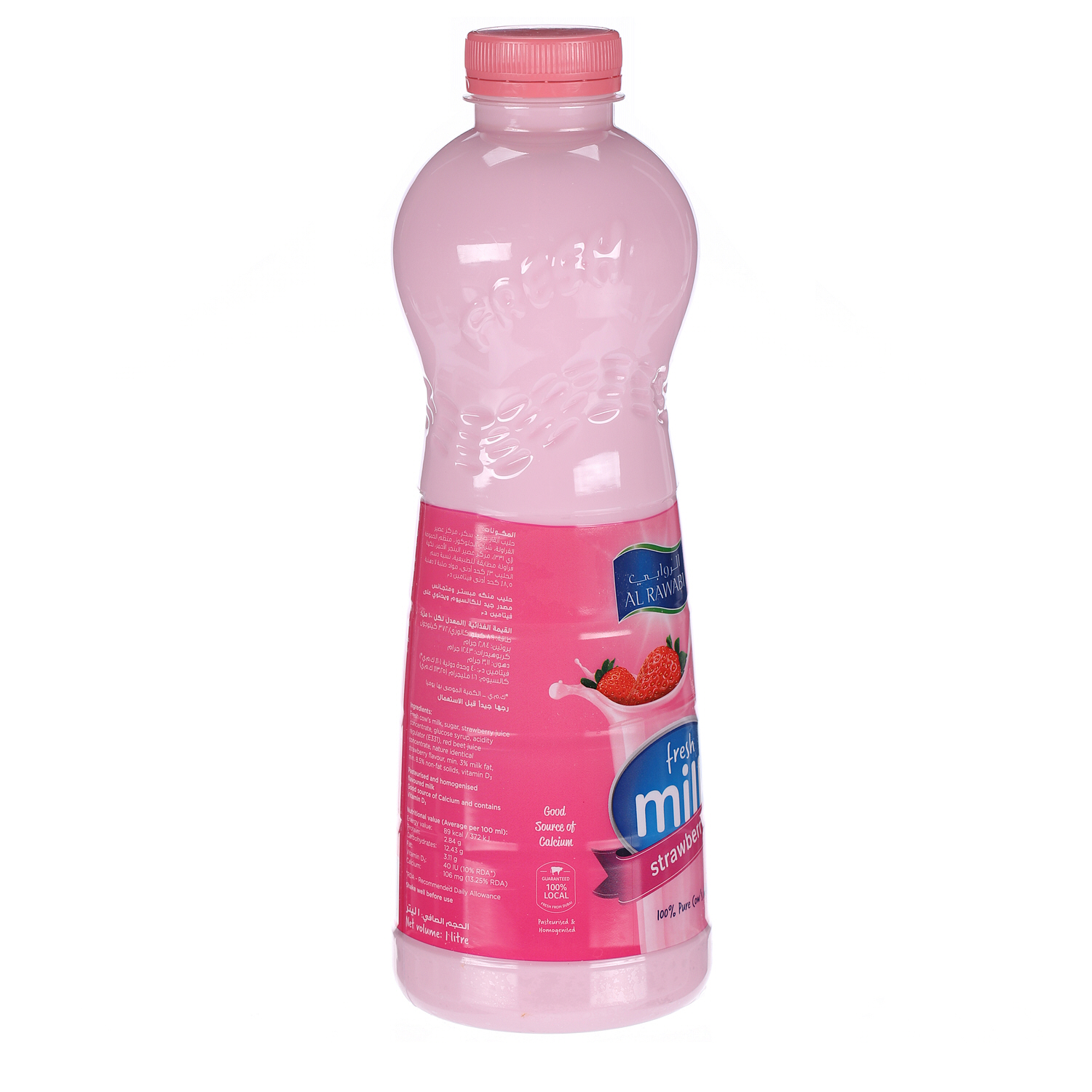 Al Rawabi Fresh Milk Flavoured Strawberry 1Ltr