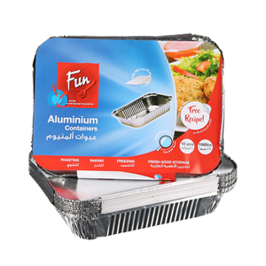 Fun Aluminium Container With Lid 1060cc Silver 10 Pieces