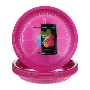 Fun Colored Plastic Plate Pink 22Cm × 25'S