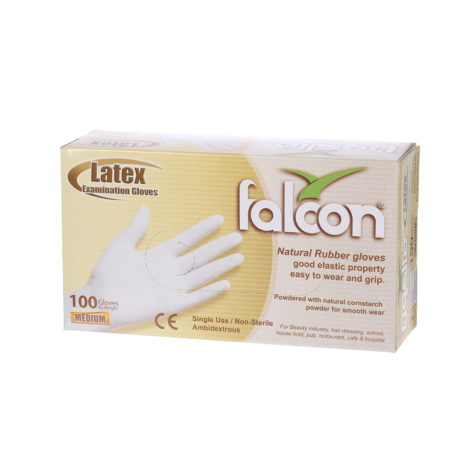 Falcon Latex Gloves Medium 100 Pieces