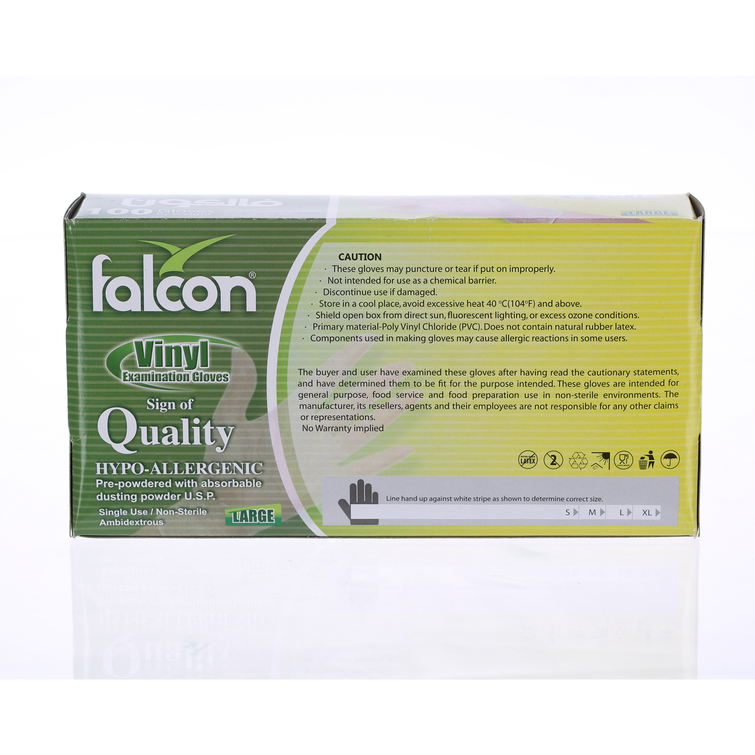 Falcon Vinyl Gloves Large 100 Pack