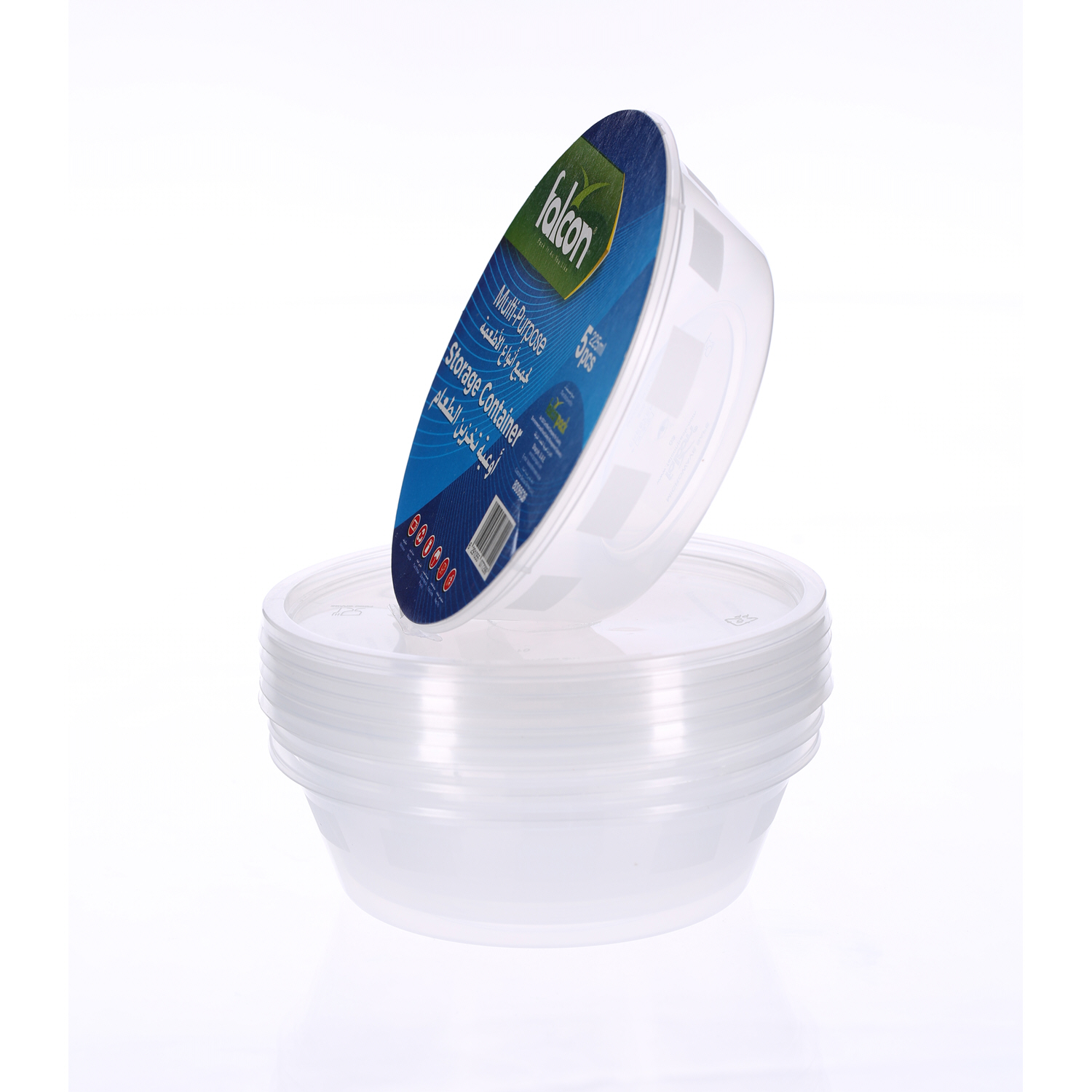 Falcon Retail Microwave Container Round 225cc with Lid 5 Pack