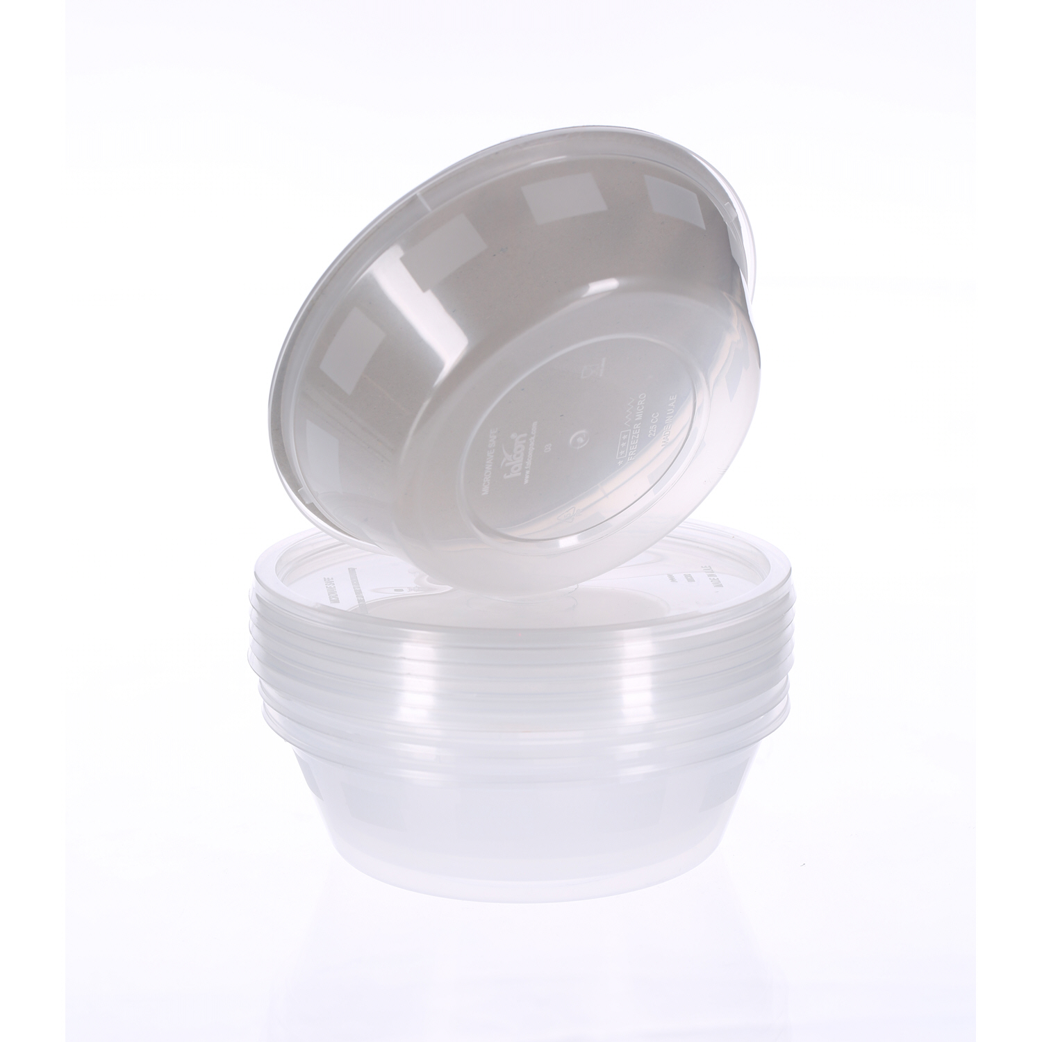 Falcon Retail Microwave Container Round 225cc with Lid 5 Pack