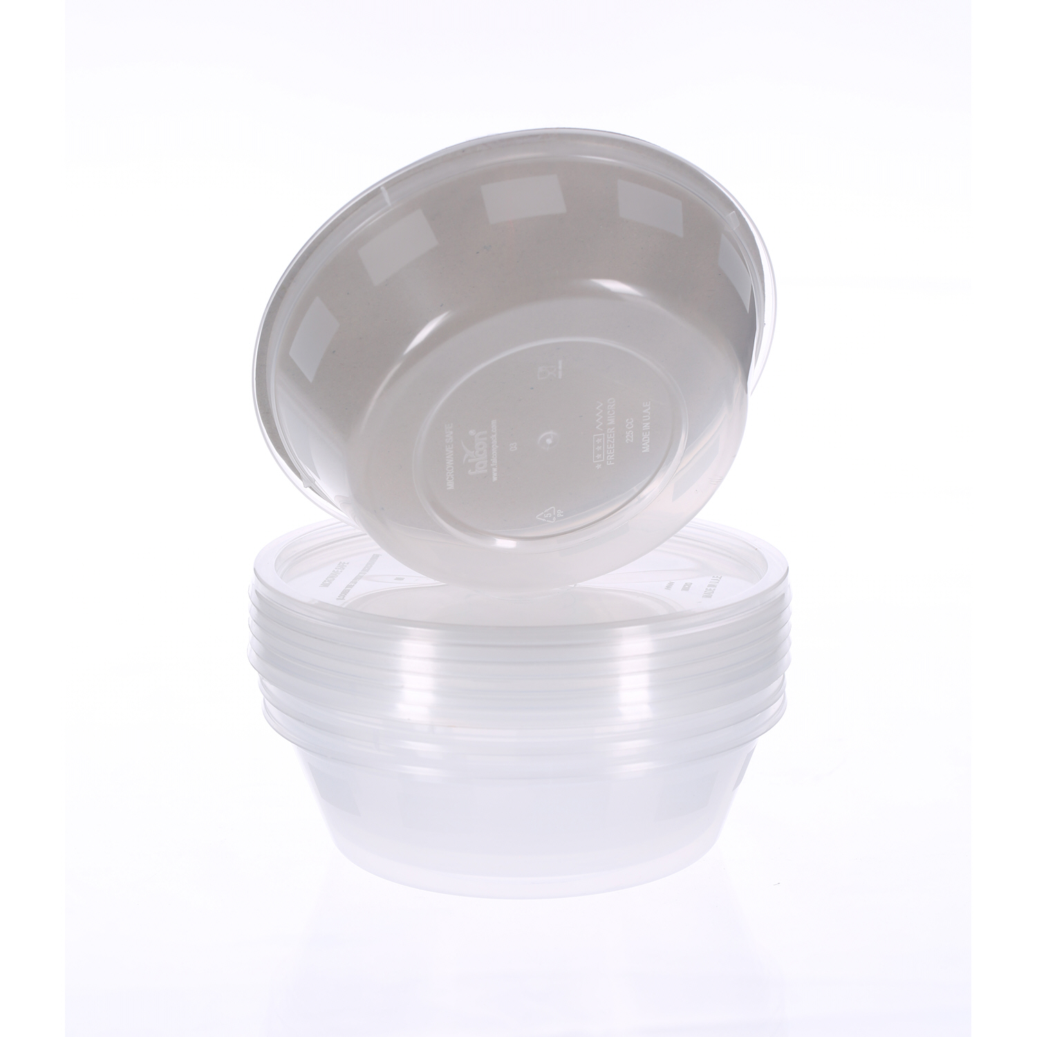 Falcon Retail Microwave Container Round 225cc with Lid 5 Pack