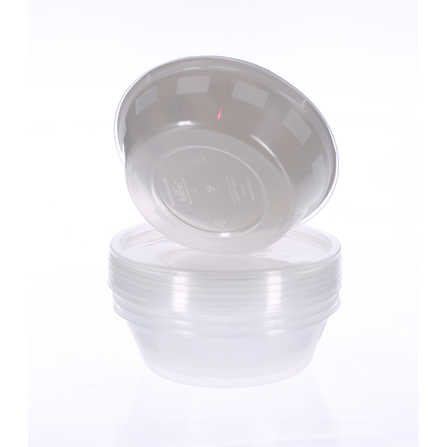 Falcon Retail Microwave Container Round 225cc with Lid 5 Pack