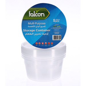 Falcon Retail Microwave Container Round 450Cc with Lid 5 Pack
