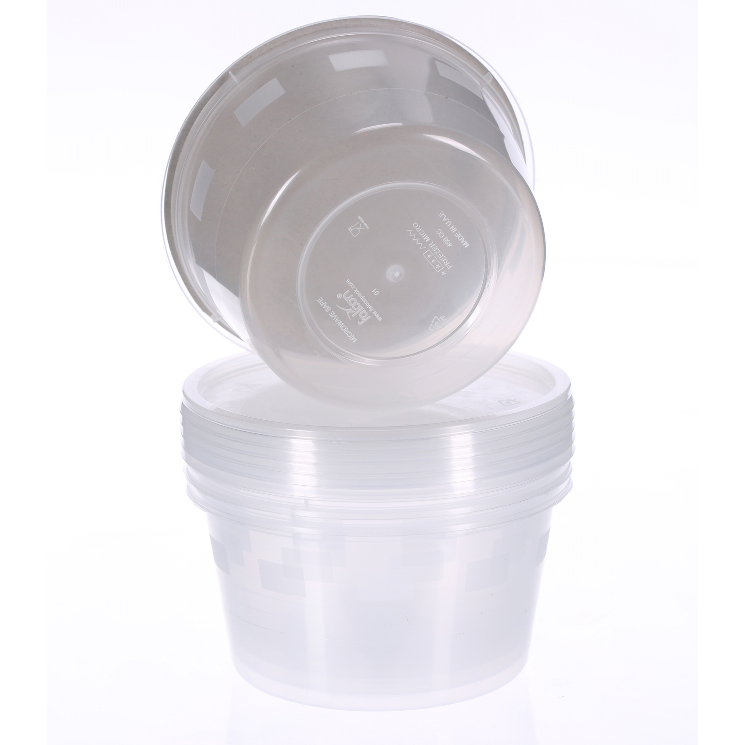 Falcon Retail Microwave Container Round 450Cc with Lid 5 Pack