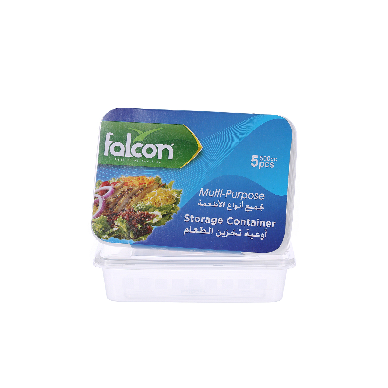 Falcon Retail Microwave Container Rectangle 500cc with Lid 5 Pack