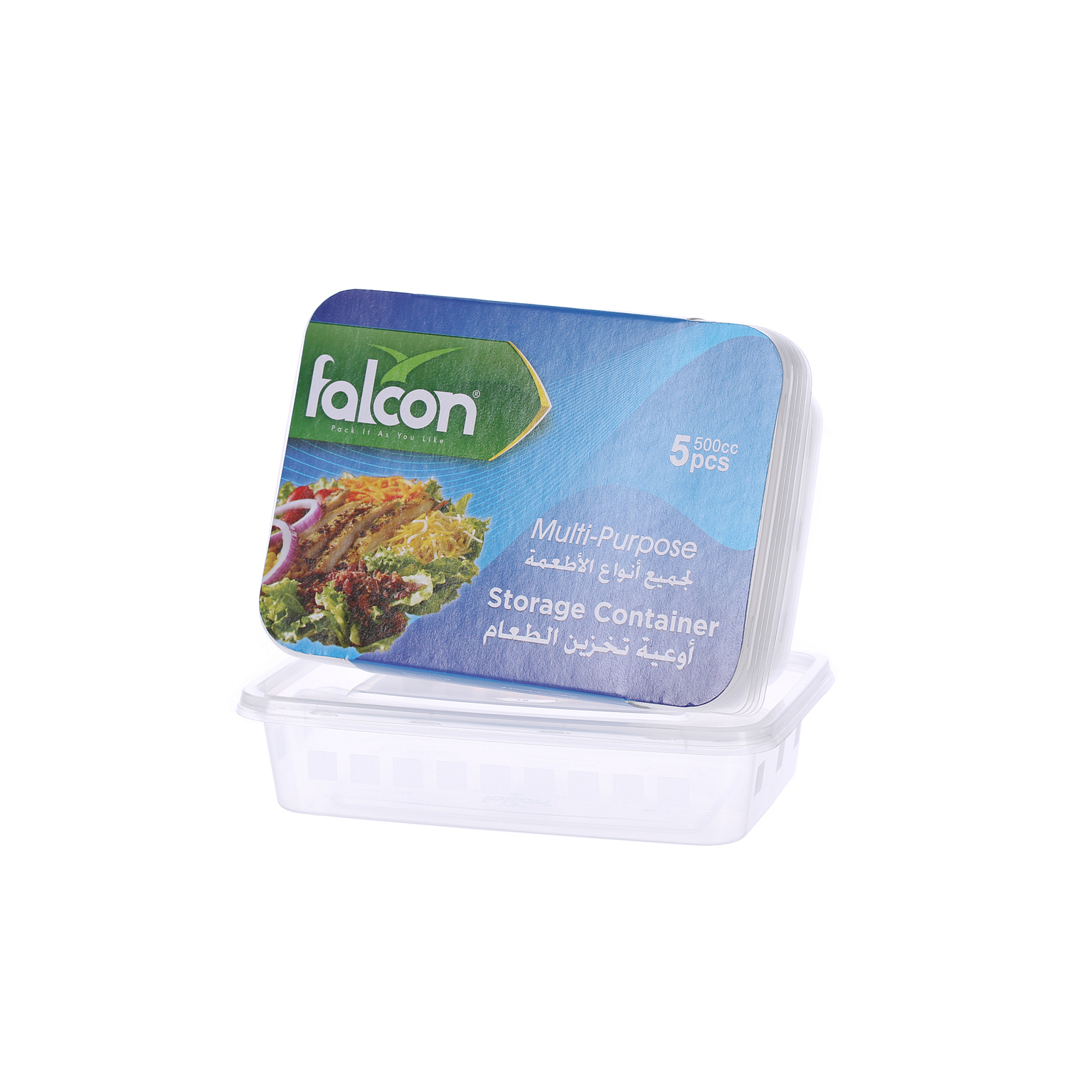 Falcon Retail Microwave Container Rectangle 500cc with Lid 5 Pack