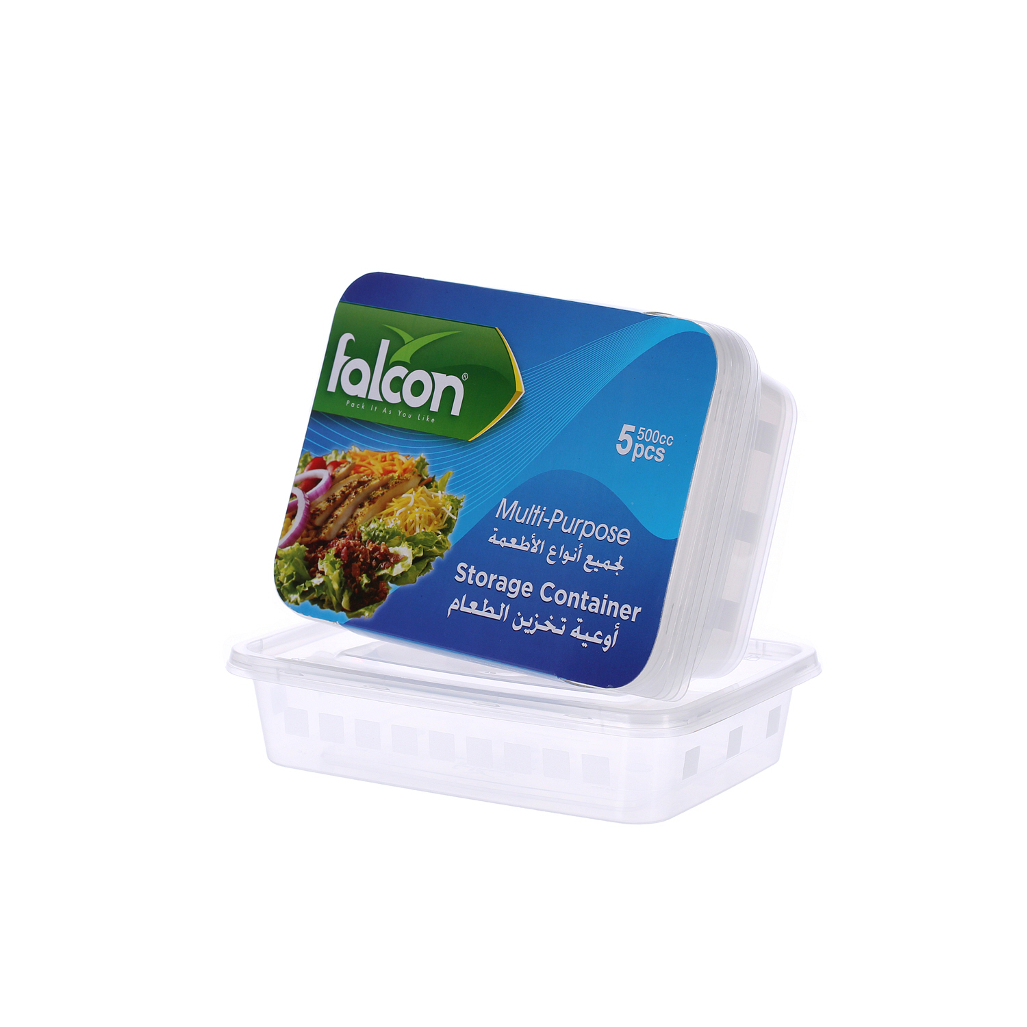 Falcon Retail Microwave Container Rectangle 500cc with Lid 5 Pack