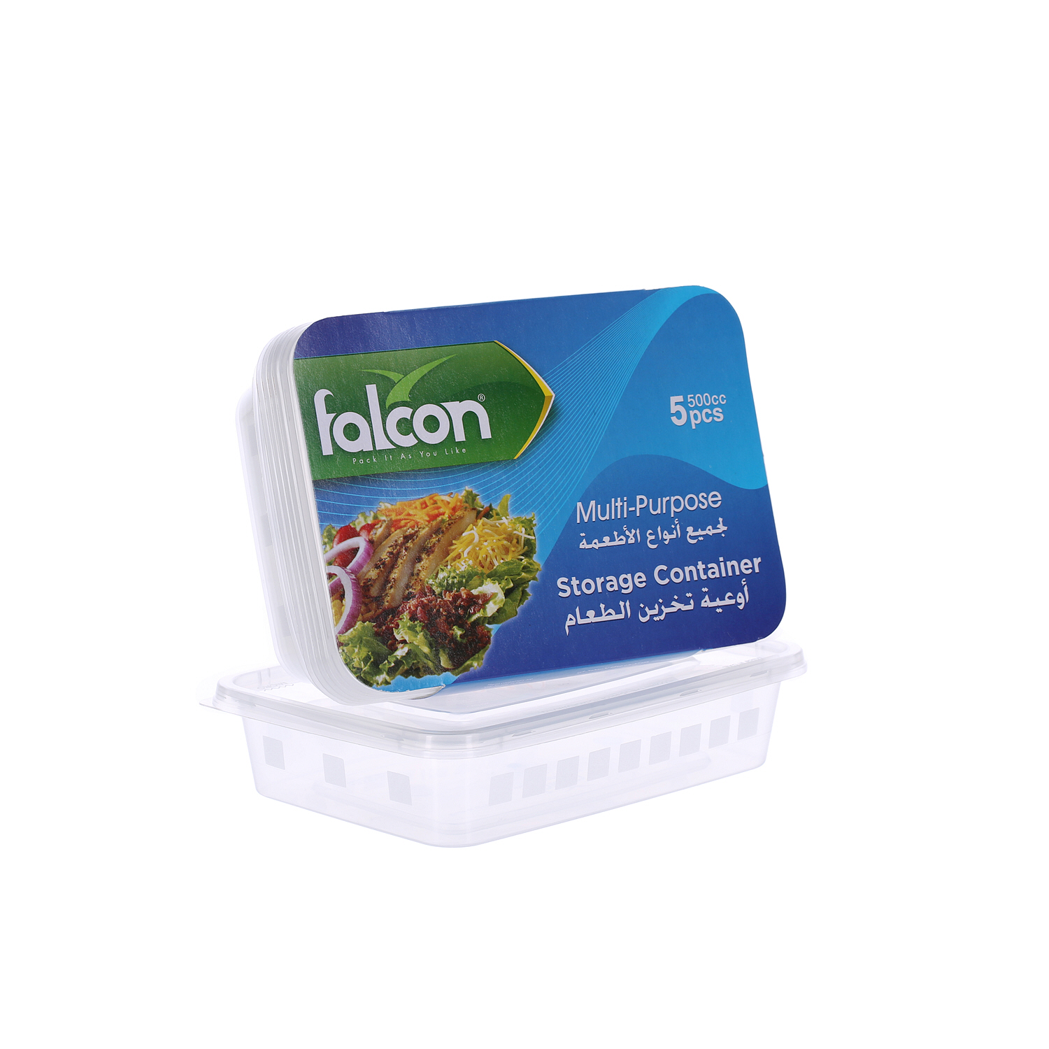 Falcon Retail Microwave Container Rectangle 500cc with Lid 5 Pack