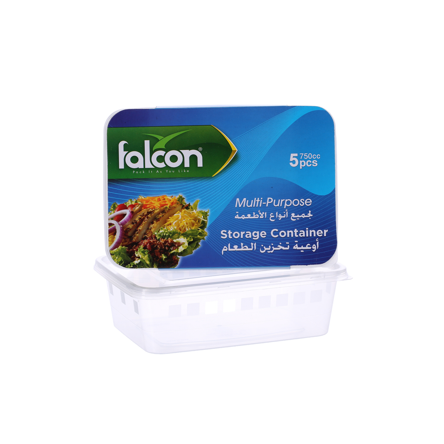 Falcon Retail Microwave Container Rectangle 750Cc with Lid 5'S