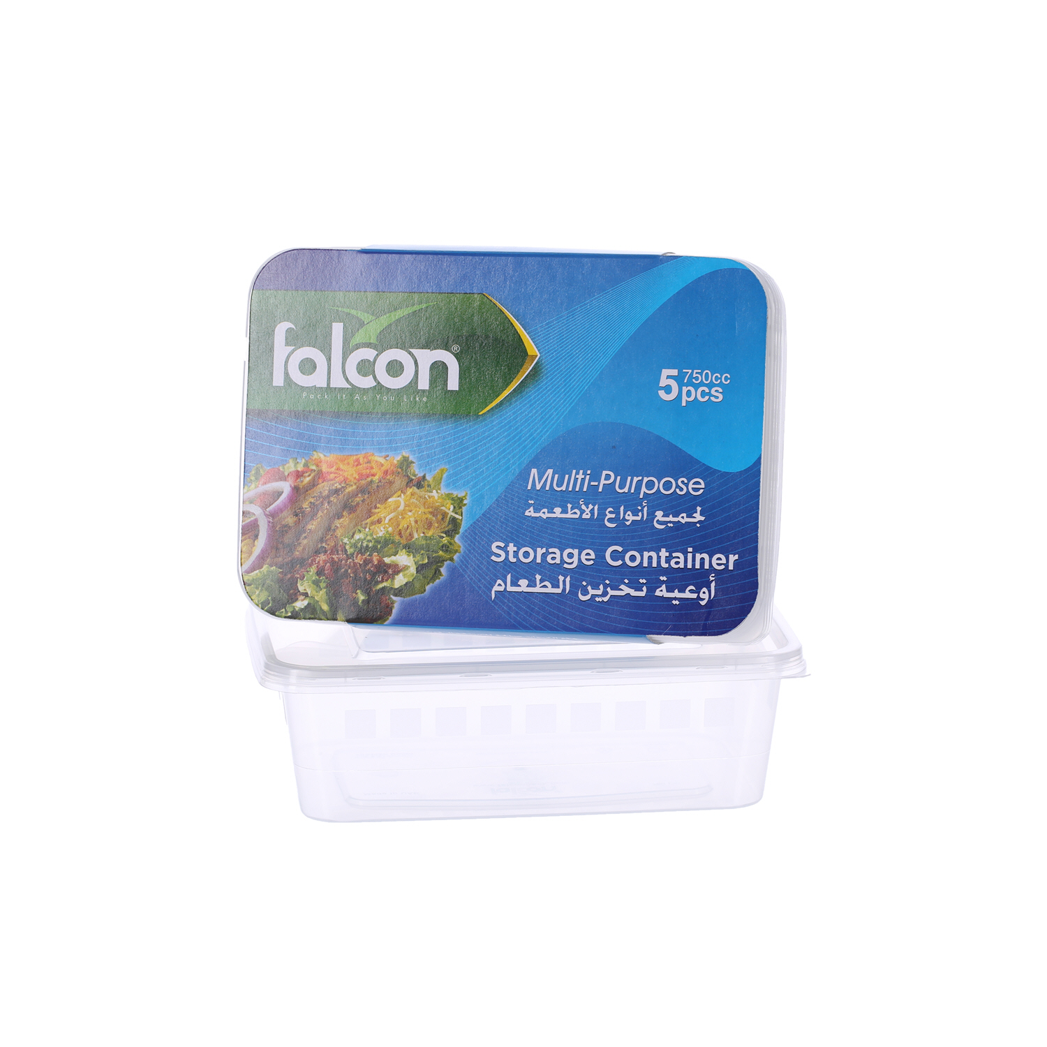 Falcon Retail Microwave Container Rectangle 750Cc with Lid 5'S