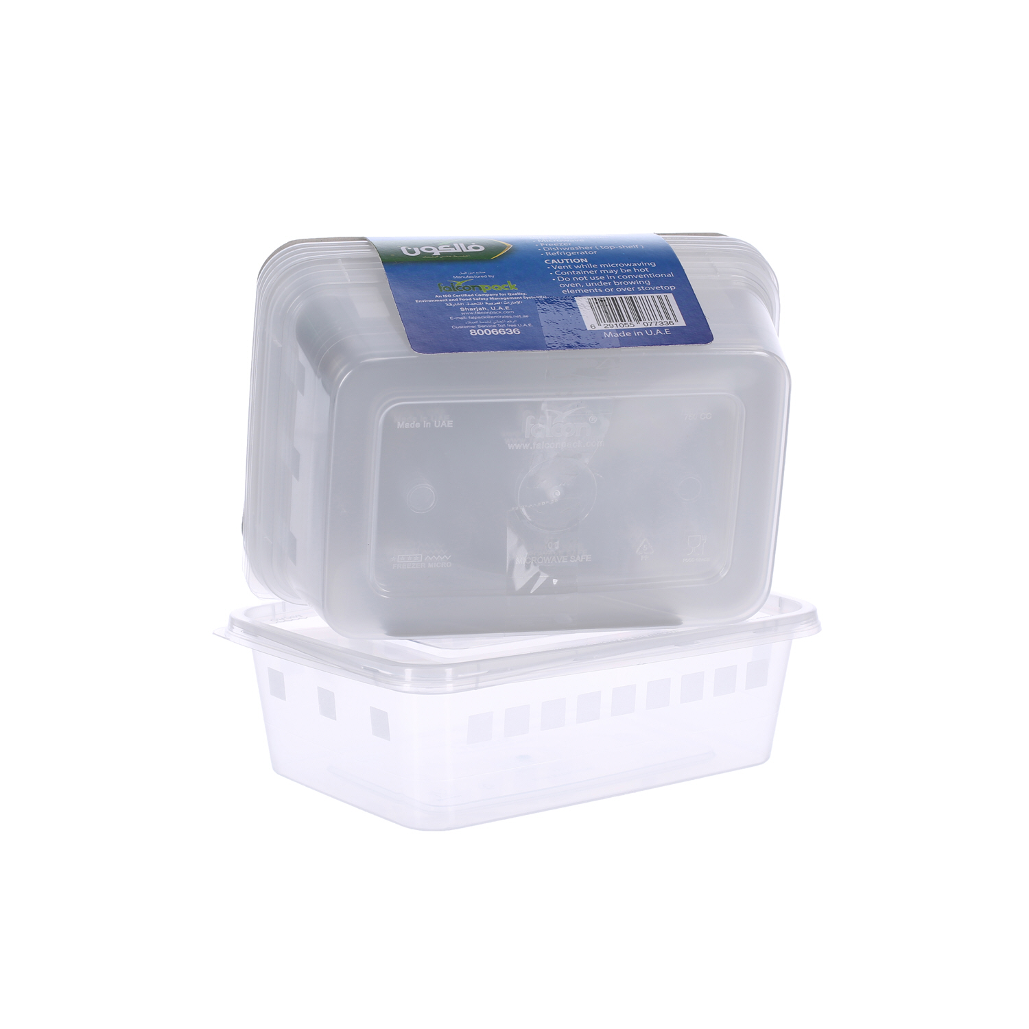 Falcon Retail Microwave Container Rectangle 750Cc with Lid 5'S