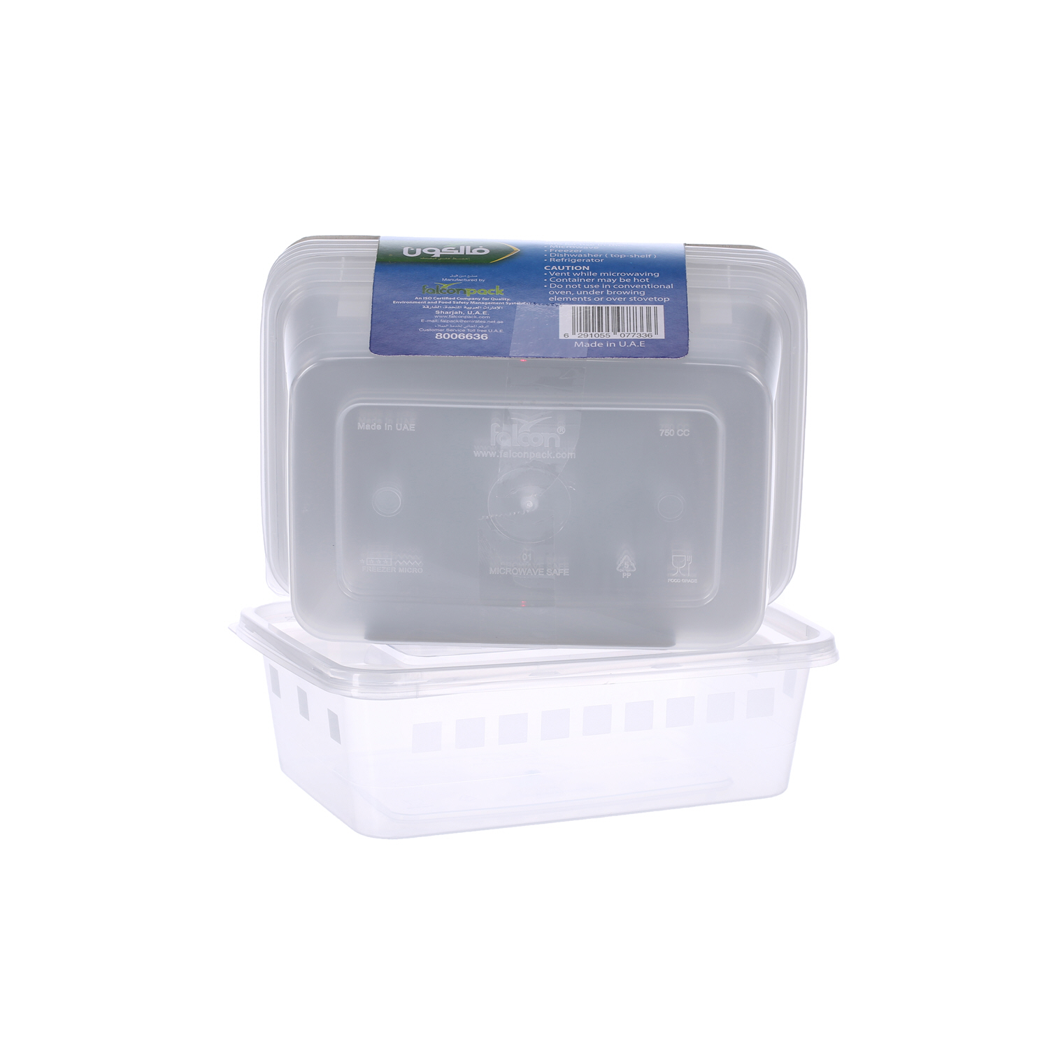 Falcon Retail Microwave Container Rectangle 750Cc with Lid 5'S