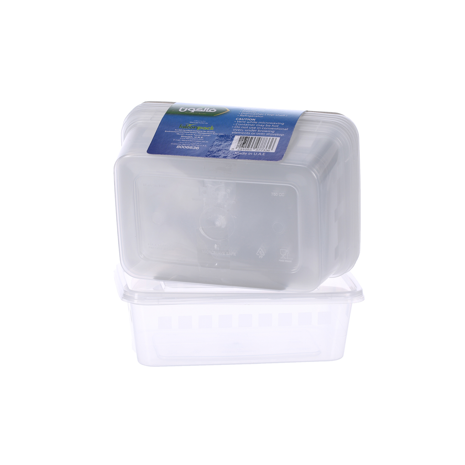 Falcon Retail Microwave Container Rectangle 750Cc with Lid 5'S