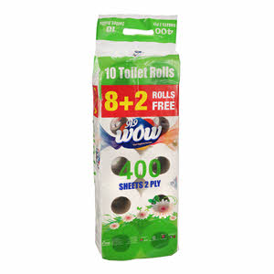 World of Wipes Toilet Roll 400Sheet × 8+2 Free