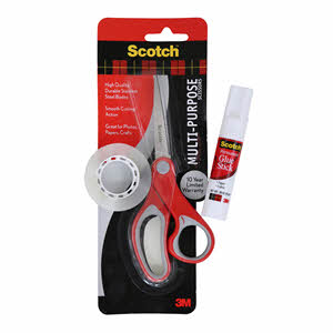 Scotch Scissors + Glue Stick +  Tape Valpack