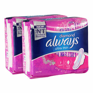 Always Cotton Soft Ultra Thin Large Sanitary Pads Wings 7 Wings × 2PCS