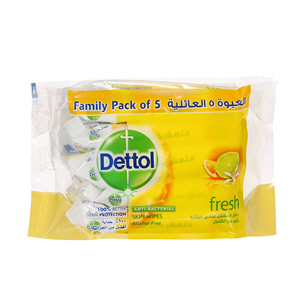 Dettol Anti-Bacterial Fresh Wipes 5 × 10 Pack