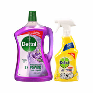 Dettol Lavender Antibacterial Power Floor Cleaner 3 L + All-Purpose Cleaner Lemon Squeeze 500ml