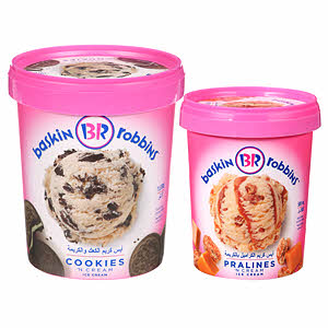 Baskin Robbins Ice Cream 1L + 0.5L Free