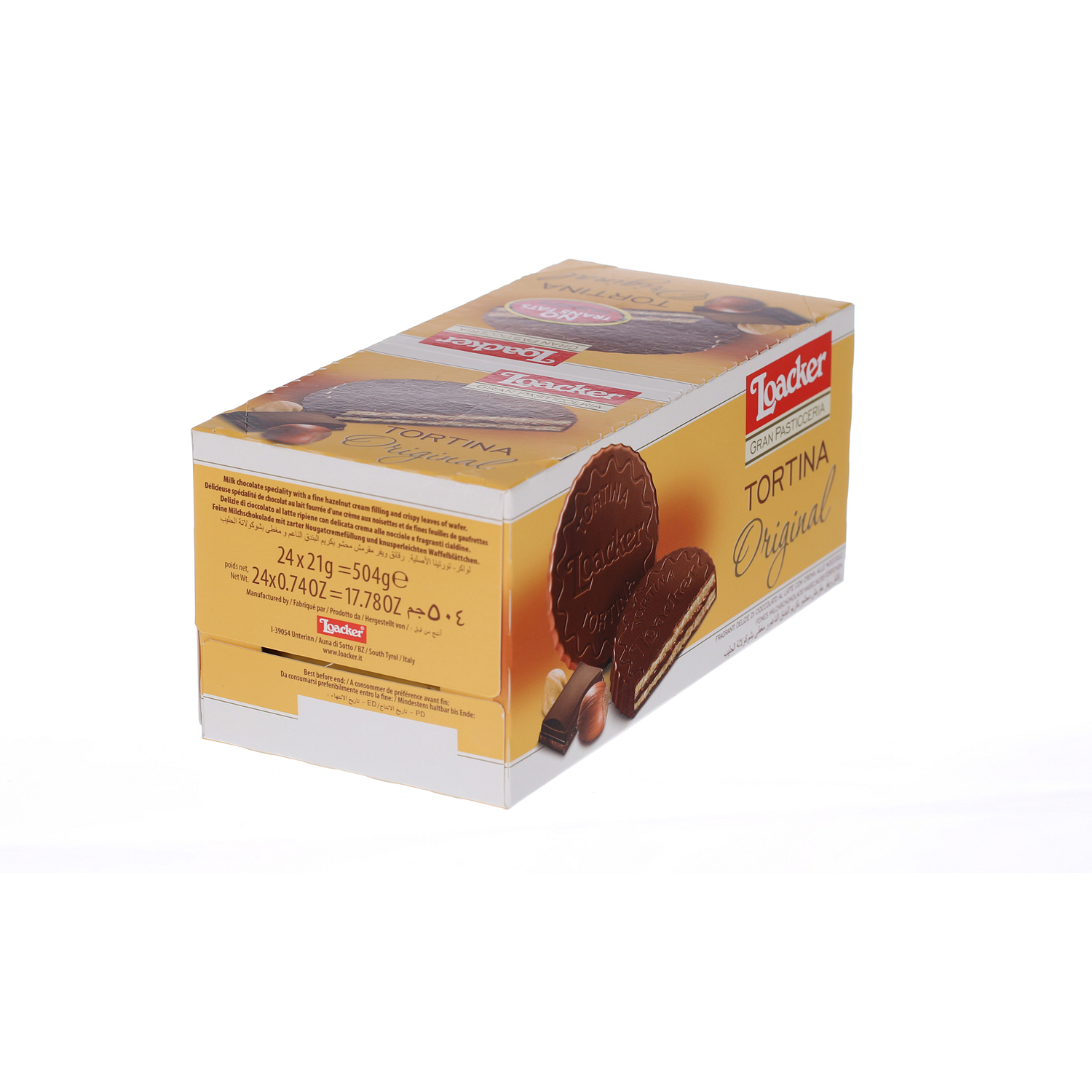 Loacker Tortina Chocolate Biscuits Sandwich 21 g × 24 Pieces