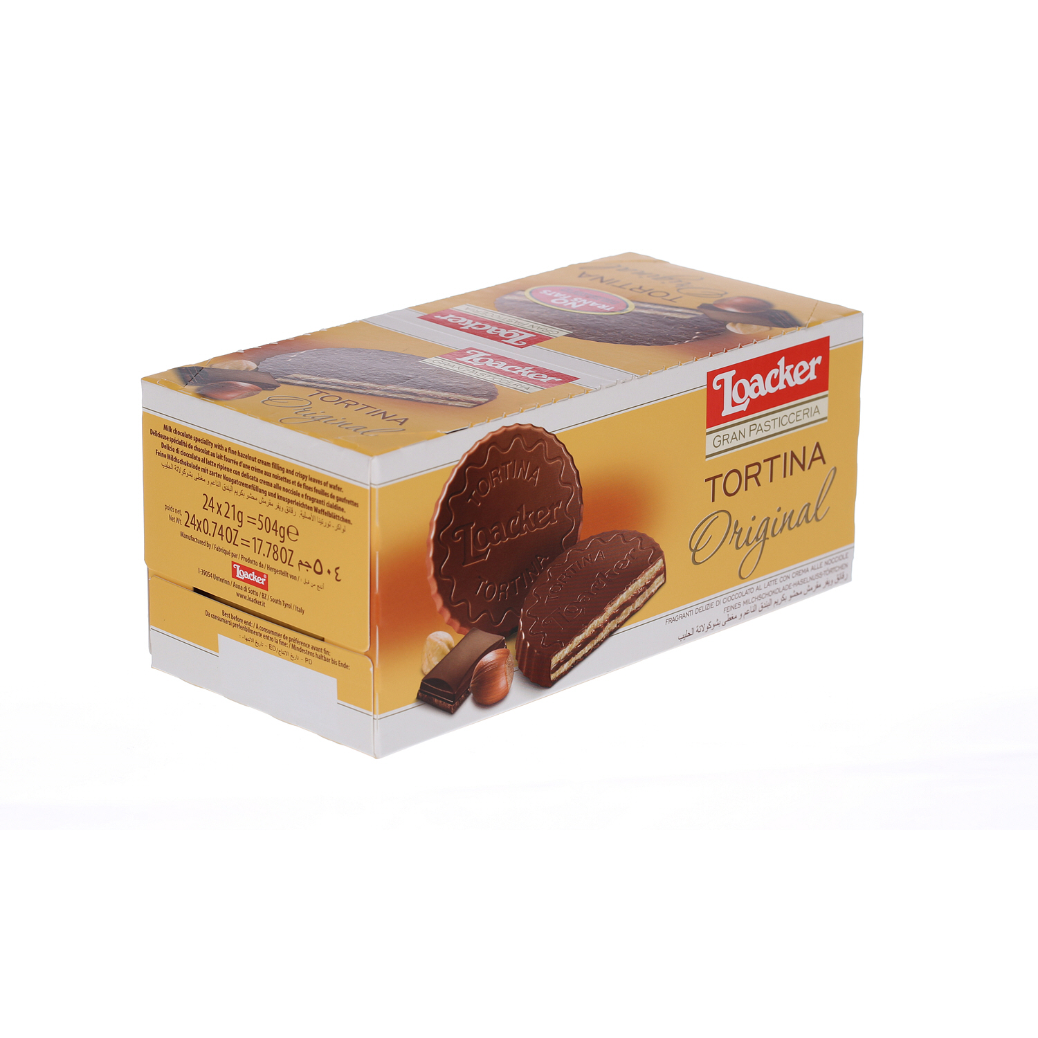 Loacker Tortina Chocolate Biscuits Sandwich 21 g × 24 Pieces