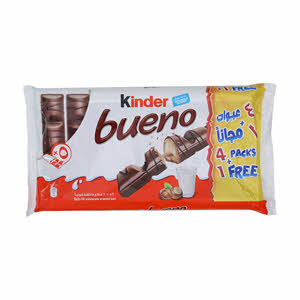 Kinder Bueno Milk Chocolate Covered Wafer 215gm 4+1 Free