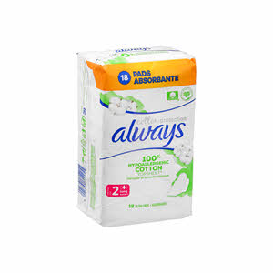 Always Pure Cotton Protection Ultra Thin Long Sanitary Pads with Wings (18 Pieces)