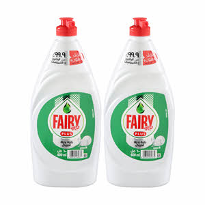 Fairy Plus Original Dishwashing Liquid Soap with alternative power to bleach 600 ml (Pack of 2)