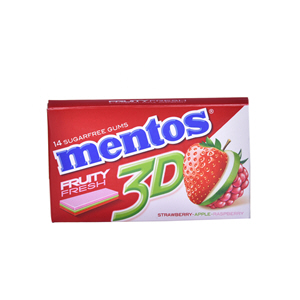 Mentos Gum 3D Strwberry Apple Rassberry 33gm
