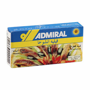 Admirals Fillets Of Anchovies In Vegetable Oil 50 g