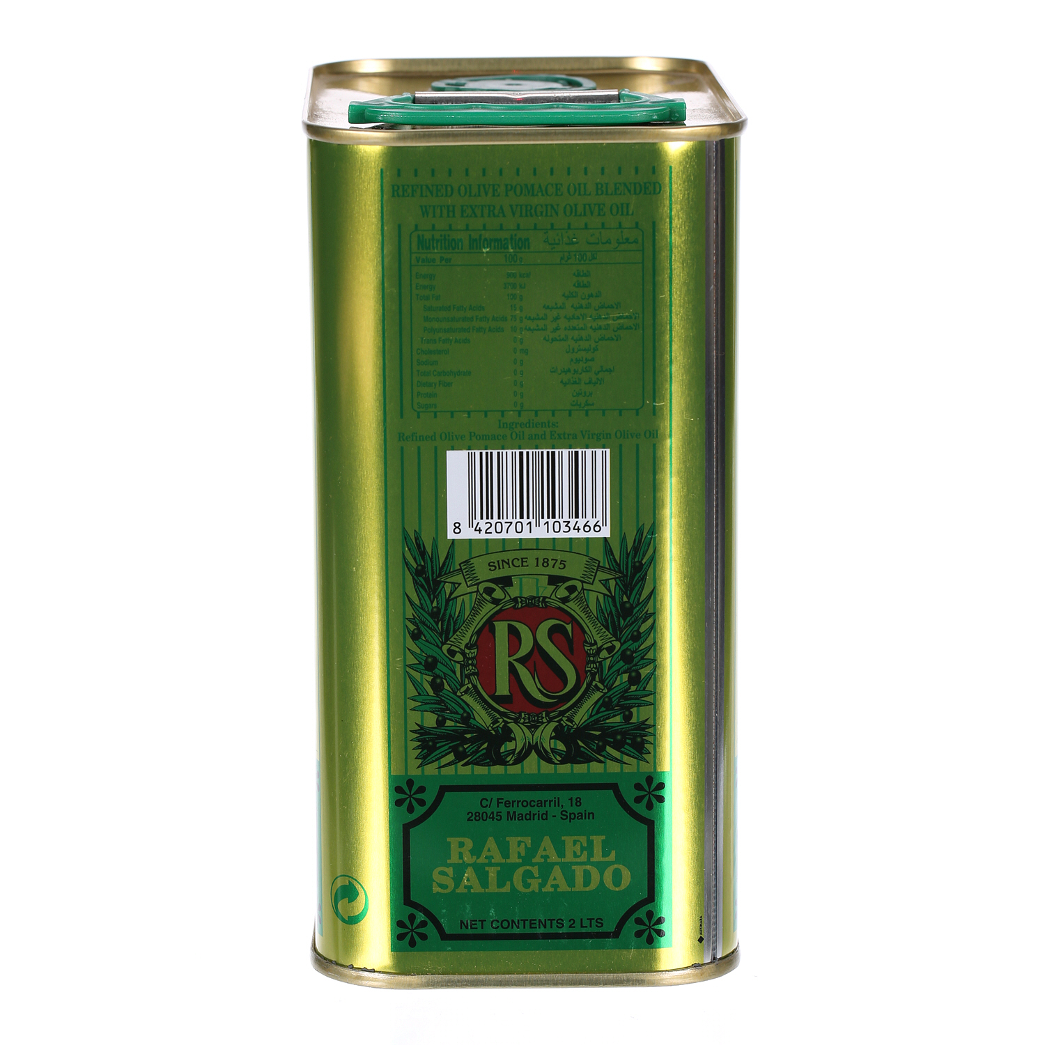 Rafael Salgado Olive Oil Tin 2 L