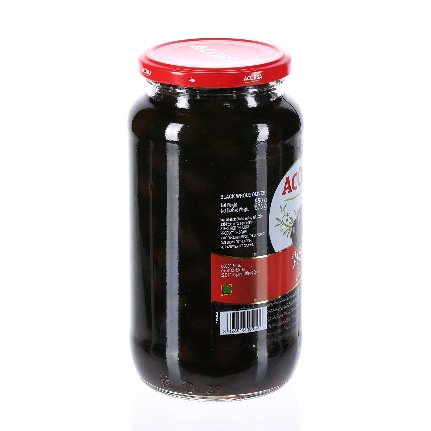 Acorsa Olives Black Plain Jar 575gm