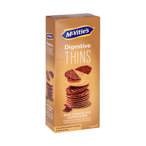 Mcvitie's Digestive Thins Milk Chocolate Cappuccino Biscuits 150 g