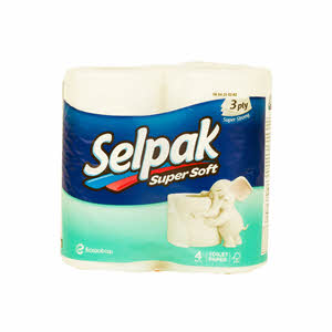 Selpak 3 Ply Super Soft Toilet Paper Rolls White 4 Rolls