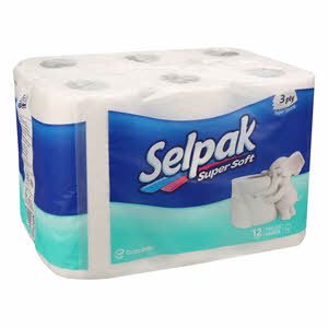 Selpak 3 Ply Super Soft Toilet Paper Rolls White 12 Rolls