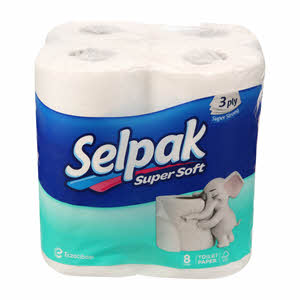 Selpak 3 Ply Super Soft Toilet Paper Rolls White 8 Rolls