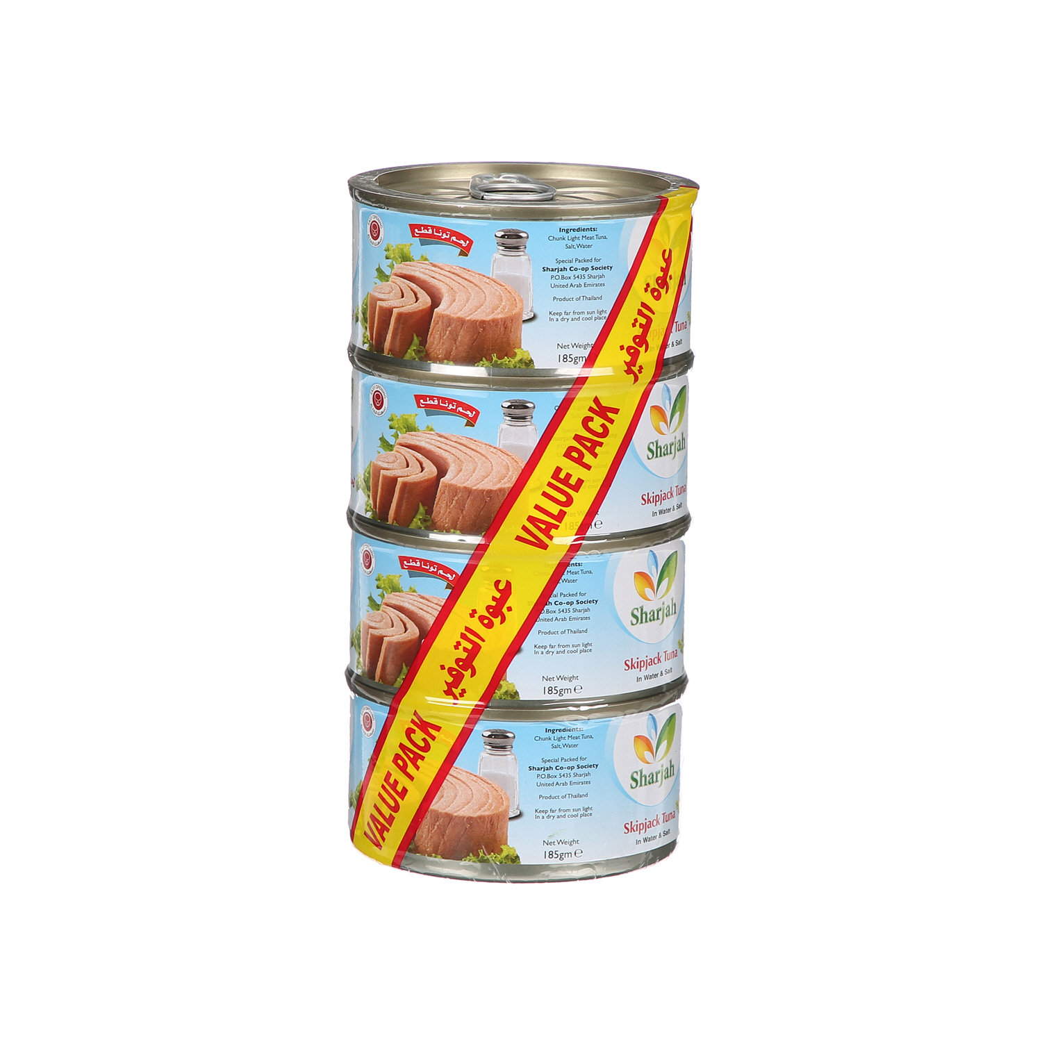 Sharjah Coop Skipjack Tuna Water & Salt 185 g × 4 Pack