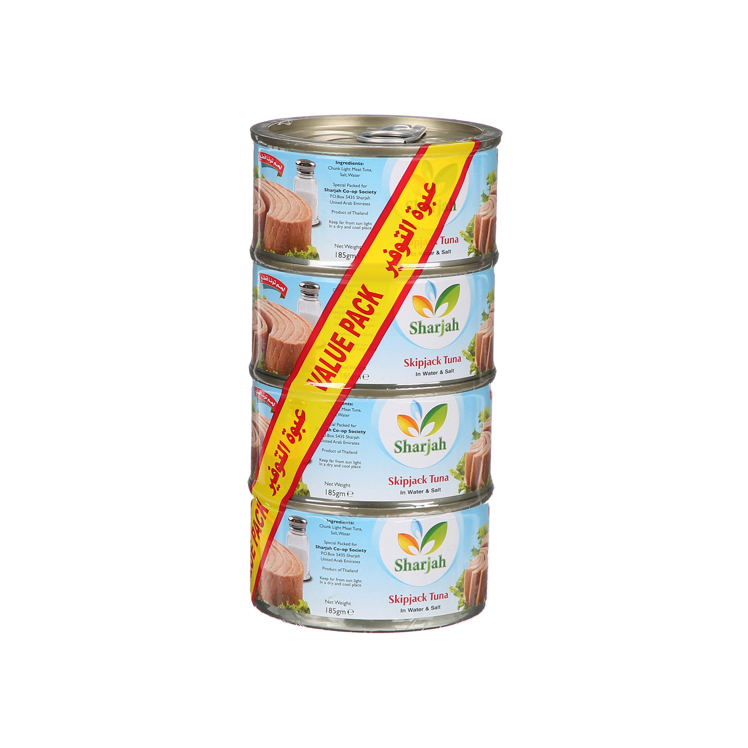 Sharjah Coop Skipjack Tuna Water & Salt 185 g × 4 Pack