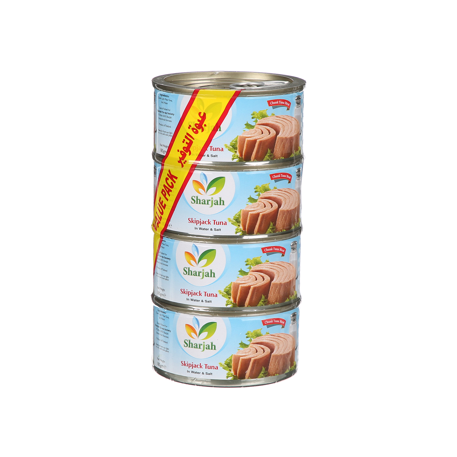 Sharjah Coop Skipjack Tuna Water & Salt 185 g × 4 Pack