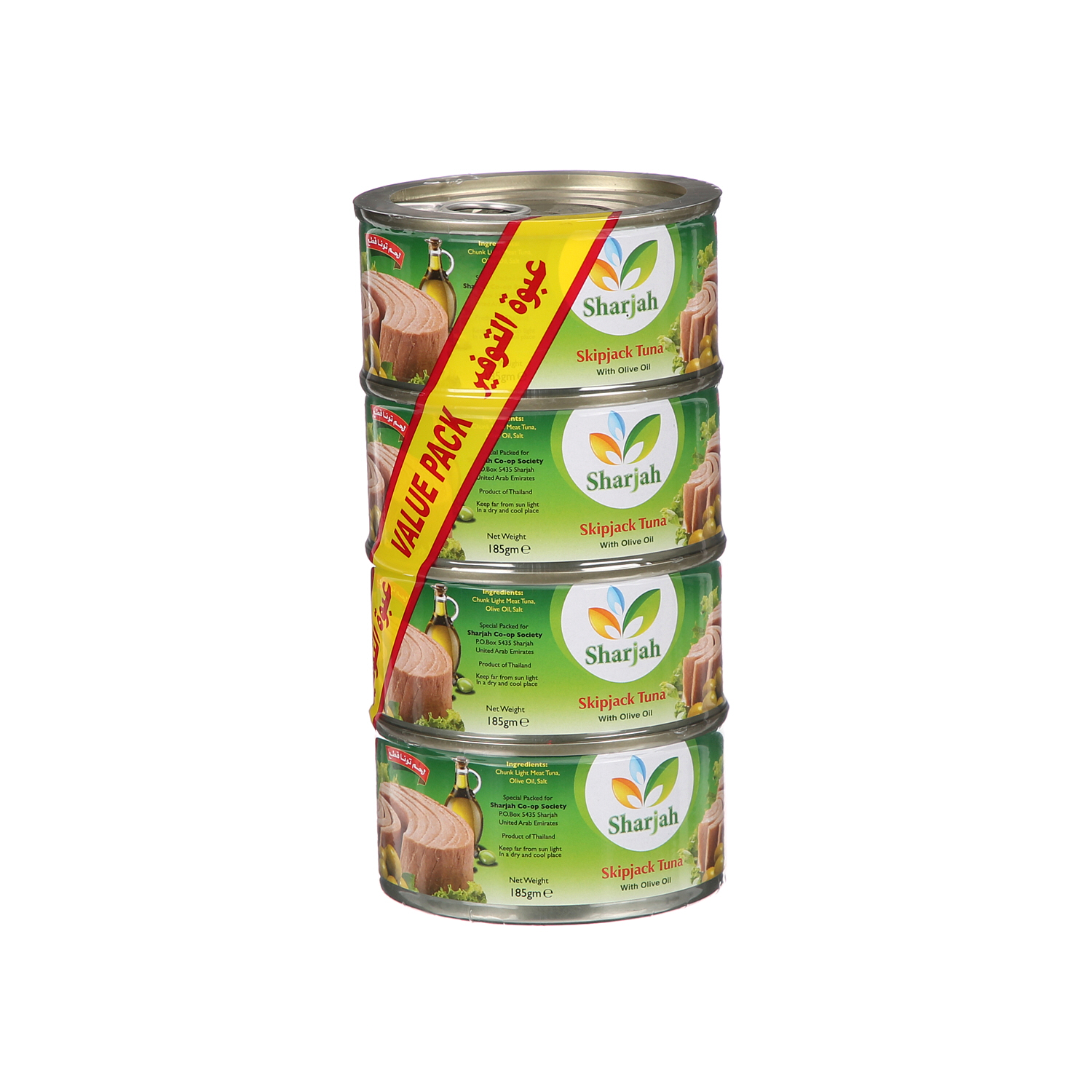Sharjah Coop Skipjack Tuna Olive Oil 185 g × 4 Pack