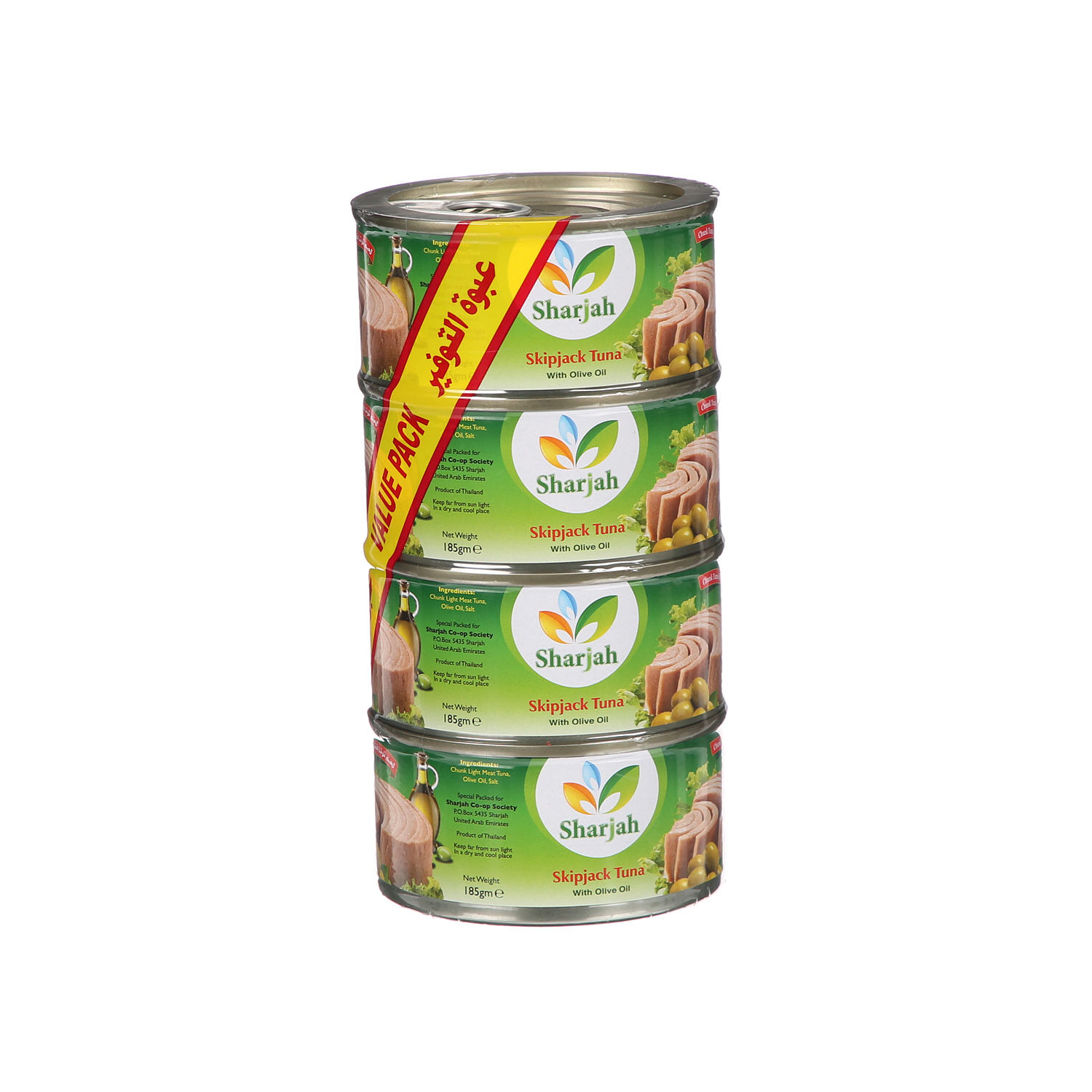 Sharjah Coop Skipjack Tuna Olive Oil 185 g × 4 Pack