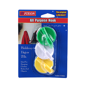Fixon Adhesive All Purpose Hooks 1'S
