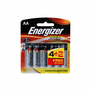 Energizer Battery E91BP6 AA (4 + 2 Pack)