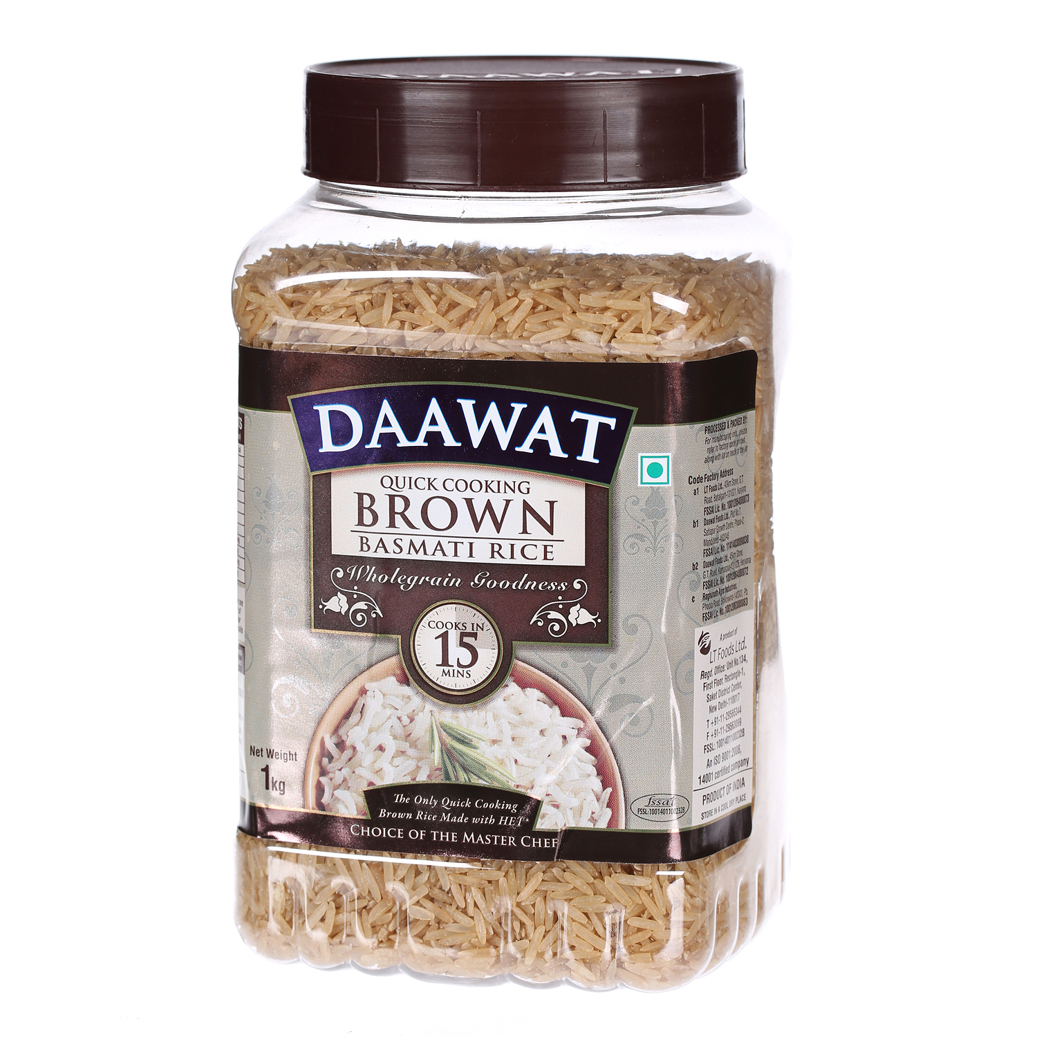 Daawat Basmati Rice Quick Cooking Brown 1 Kg