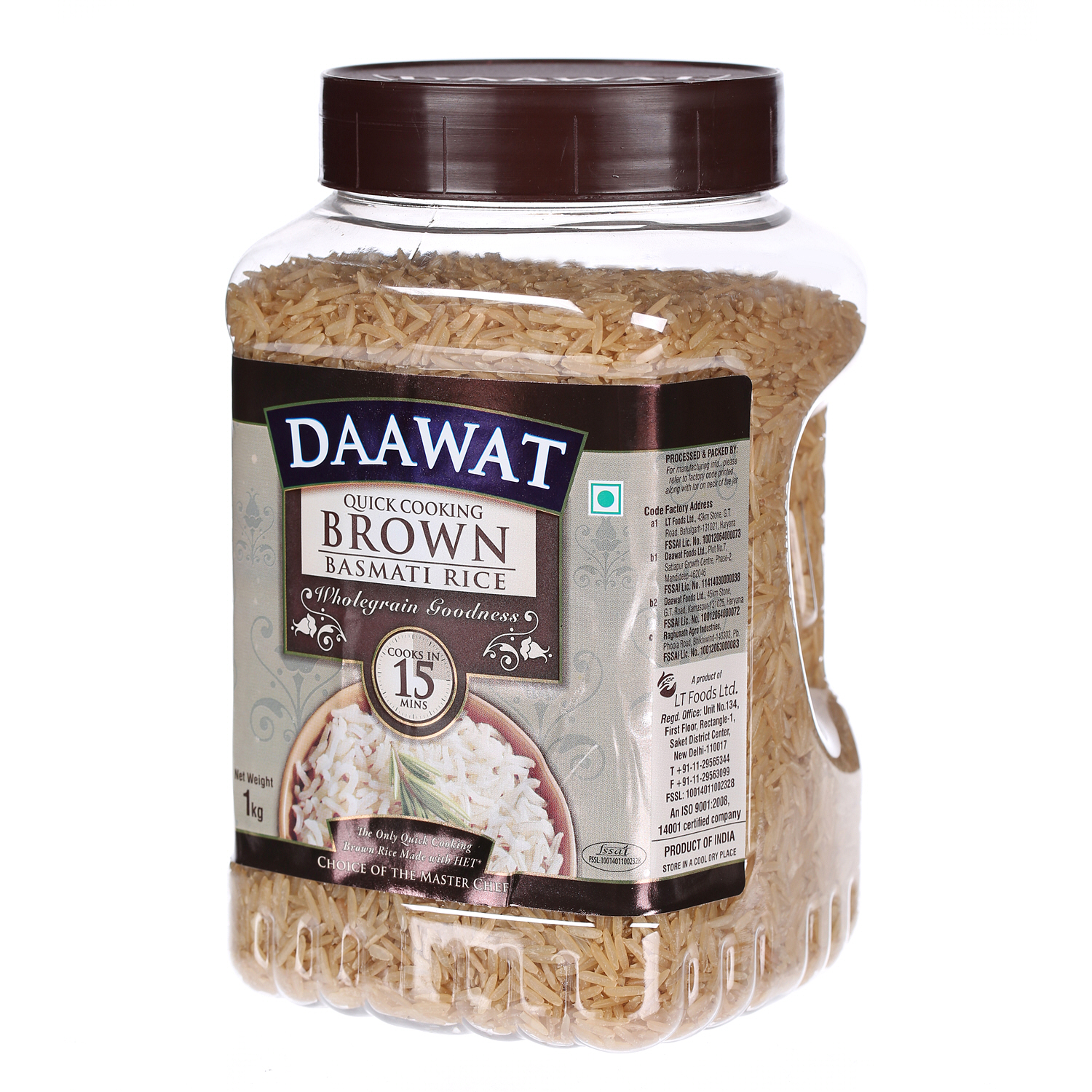 Daawat Basmati Rice Quick Cooking Brown 1 Kg